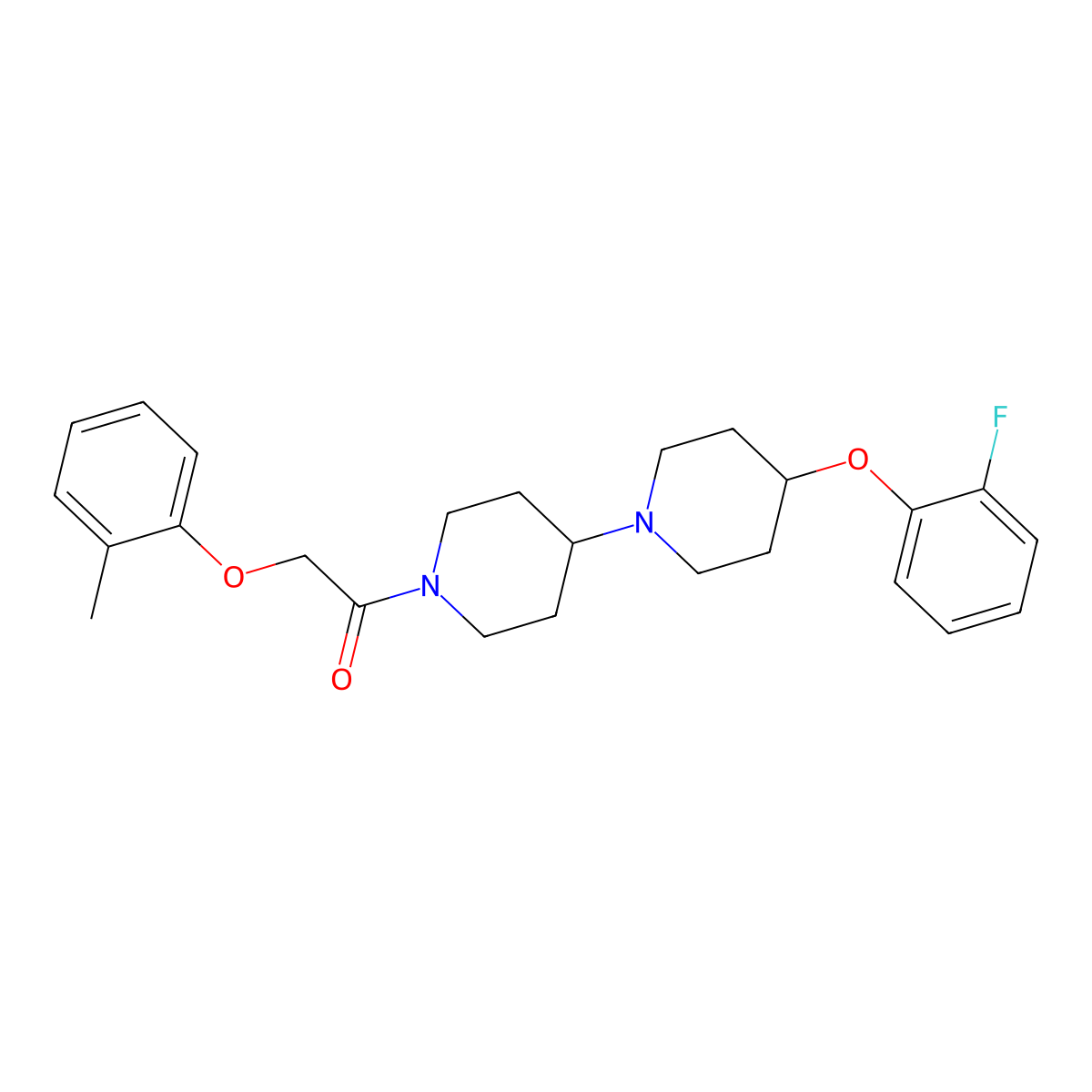 1-(4-(2-Fluorophenoxy)-[1,4'-bipiperidin]-1'-yl)-2-(o-tolyloxy)ethan-1-one molecular structure, CAS 1705340-62-0