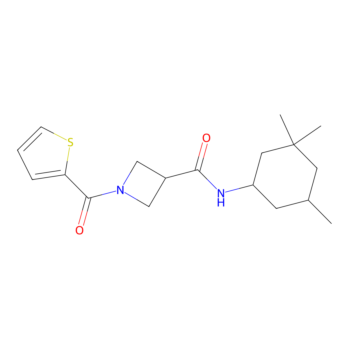 1-(thiophene-2-carbonyl)-N-(3,3,5-trimethylcyclohexyl)azetidine-3-carboxamide molecular structure, CAS 1705340-81-3