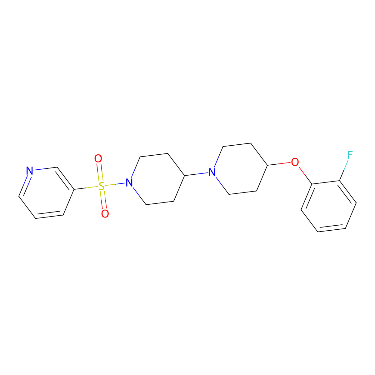 4-(2-Fluorophenoxy)-1'-(pyridin-3-ylsulfonyl)-1,4'-bipiperidine molecular structure, CAS 1705340-85-7