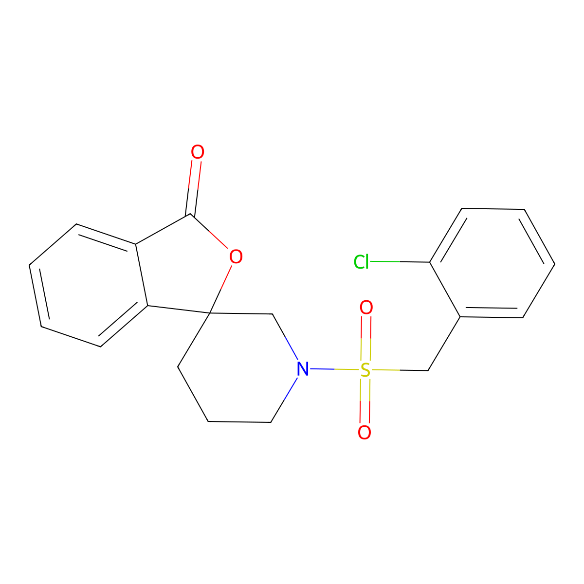 1'-[(2-chlorophenyl)methanesulfonyl]-3H-spiro[2-benzofuran-1,3'-piperidine]-3-one molecular structure, CAS 1705340-97-1