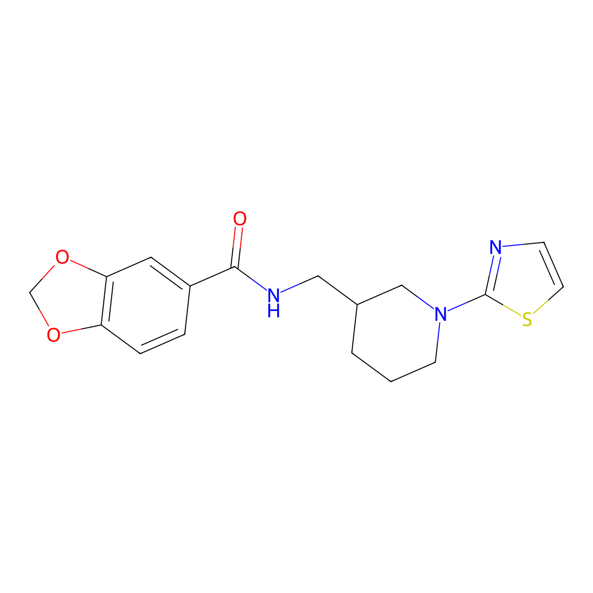 N-((1-(thiazol-2-yl)piperidin-3-yl)methyl)benzo[d][1,3]dioxole-5-carboxamide molecular structure, CAS 1705342-86-4