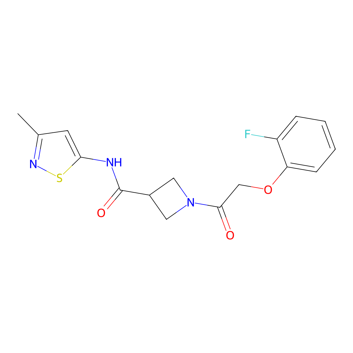 1-[2-(2-fluorophenoxy)acetyl]-N-(3-methyl-1,2-thiazol-5-yl)azetidine-3-carboxamide molecular structure, CAS 1705344-15-5
