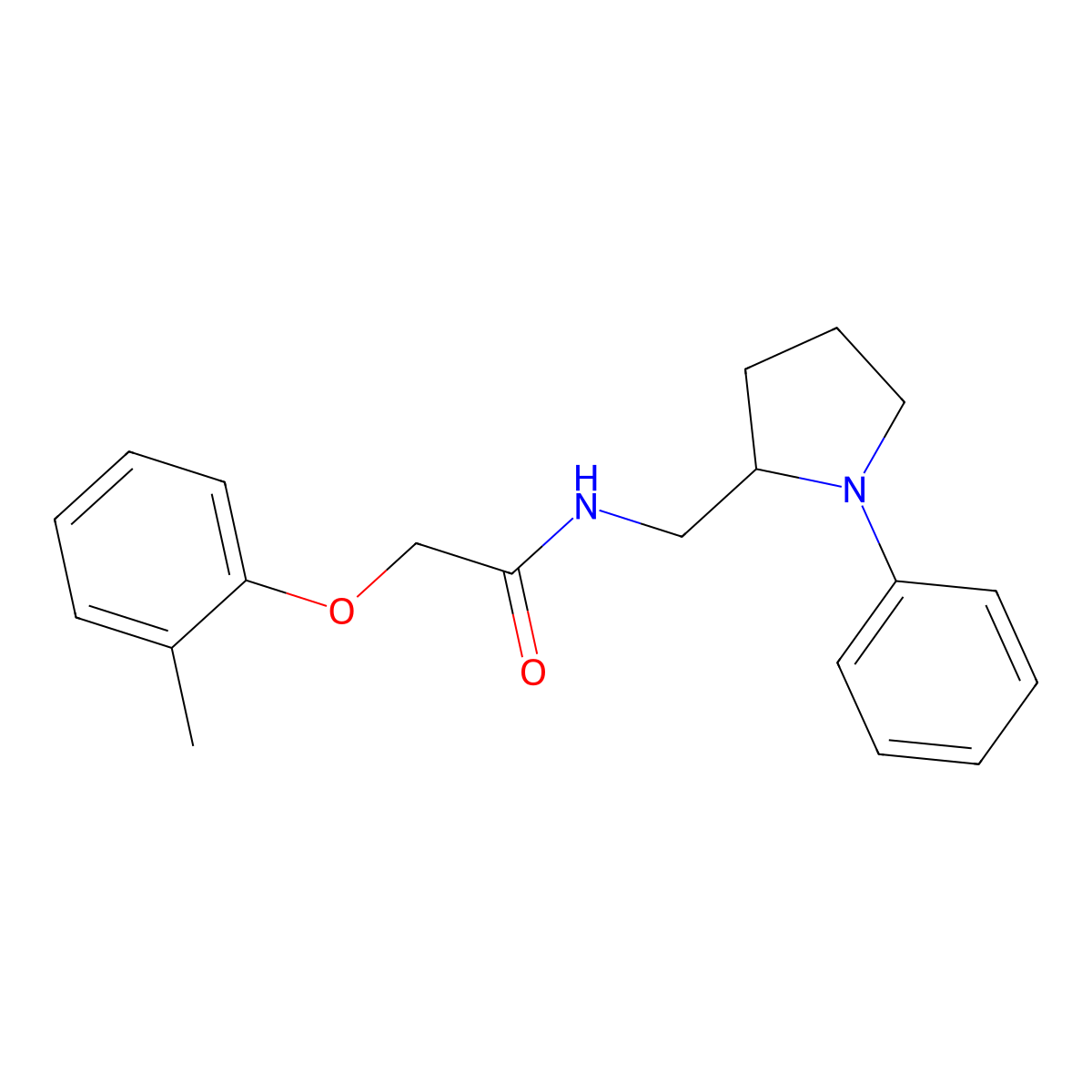 N-((1-phenylpyrrolidin-2-yl)methyl)-2-(o-tolyloxy)acetamide molecular structure, CAS 1705344-20-2