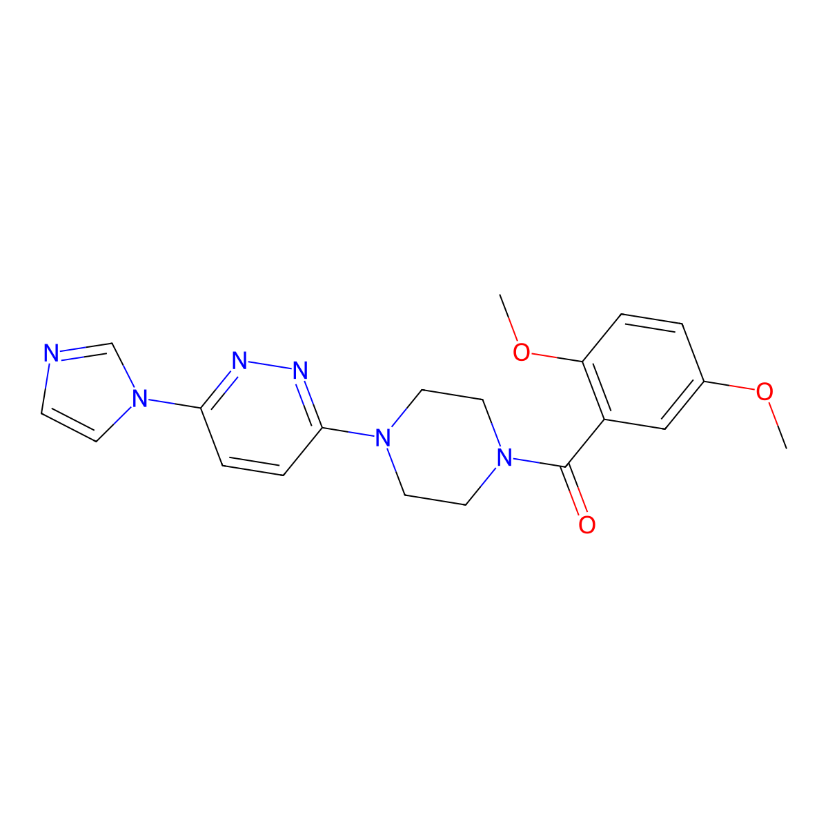 (4-(6-(1H-imidazol-1-yl)pyridazin-3-yl)piperazin-1-yl)(2,5-dimethoxyphenyl)methanone molecular structure, CAS 1705344-40-6