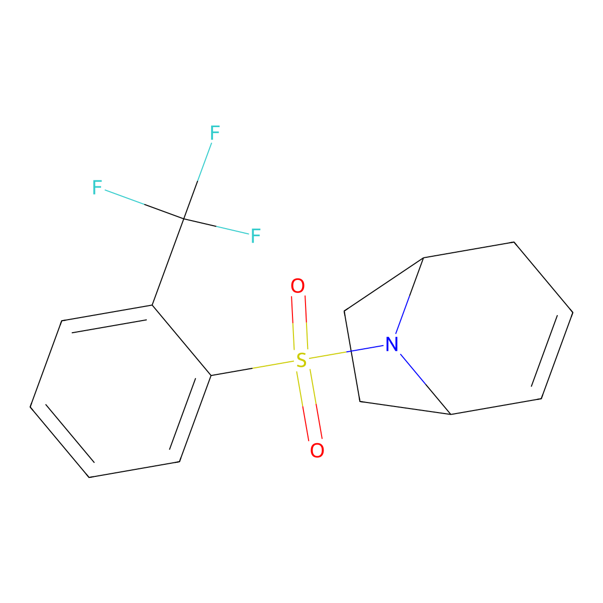 8-[2-(Trifluoromethyl)benzenesulfonyl]-8-azabicyclo[3.2.1]oct-2-ene molecular structure, CAS 1705345-70-5