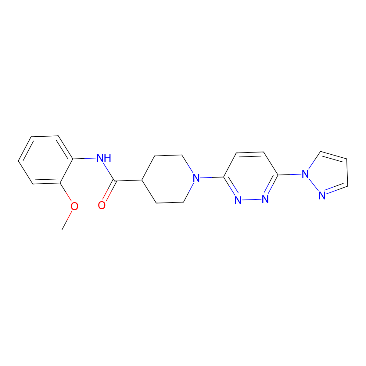 1-(6-(1H-pyrazol-1-yl)pyridazin-3-yl)-N-(2-methoxyphenyl)piperidine-4-carboxamide molecular structure, CAS 1705347-08-5