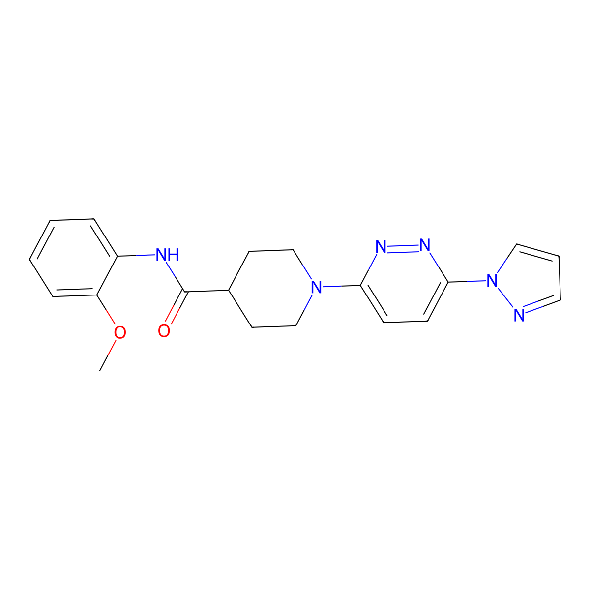 1-(6-(1H-pyrazol-1-yl)pyridazin-3-yl)-N-(2-methoxyphenyl)piperidine-4-carboxamide molecular structure, CAS 1705347-08-5