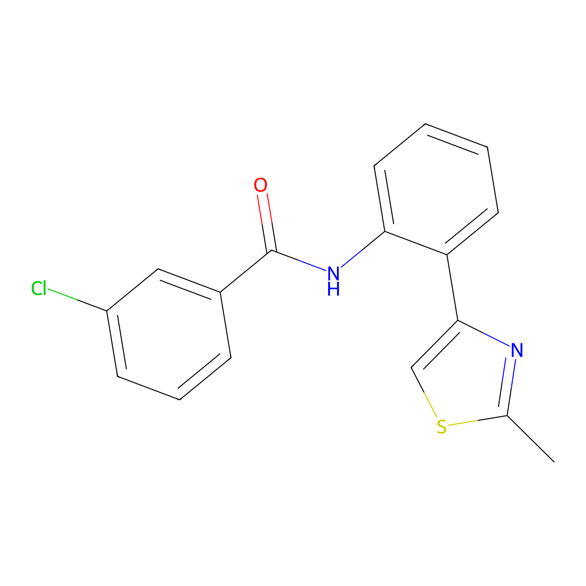 3-chloro-N-(2-(2-methylthiazol-4-yl)phenyl)benzamide molecular structure, CAS 1705350-31-7