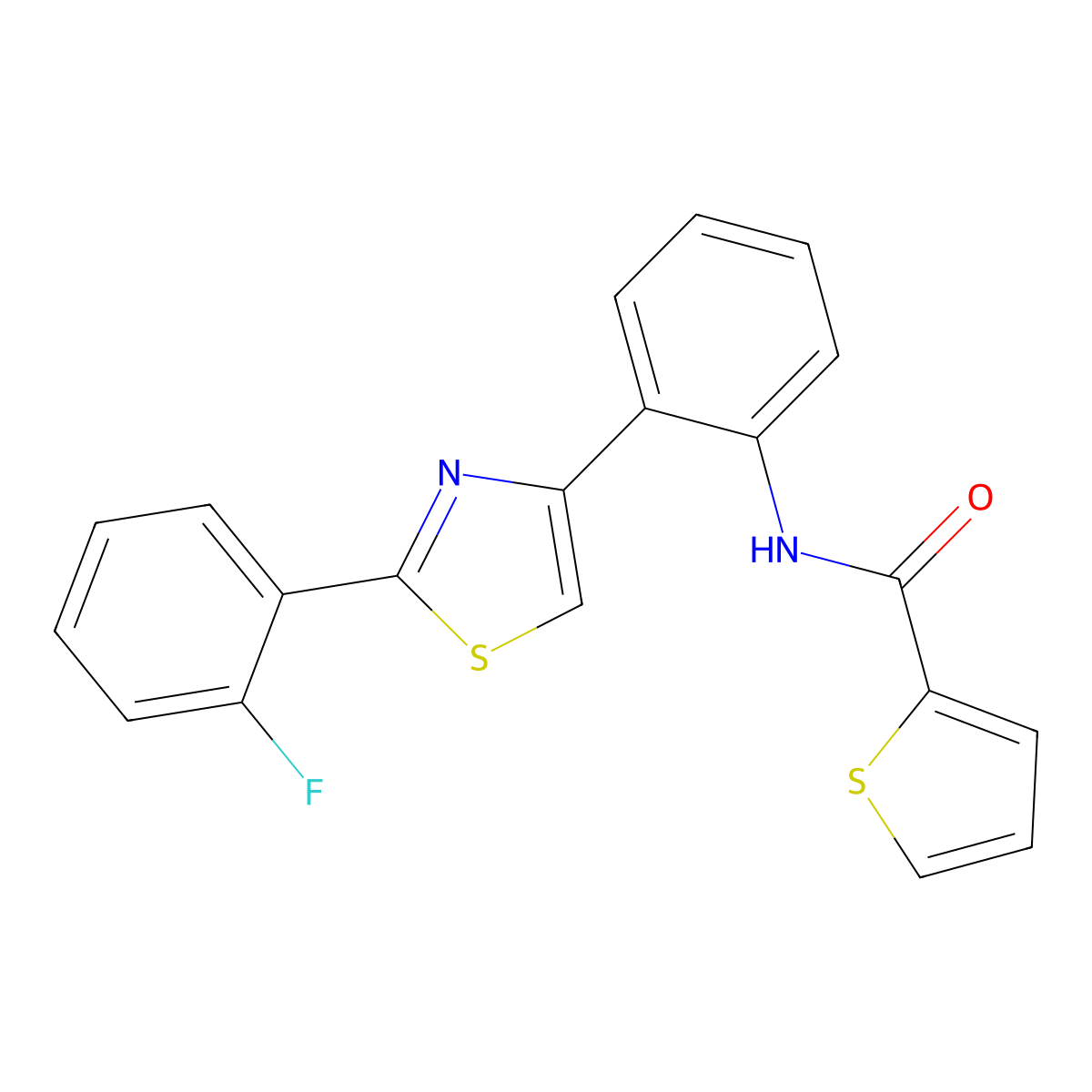 N-(2-(2-(2-fluorophenyl)thiazol-4-yl)phenyl)thiophene-2-carboxamide molecular structure, CAS 1705350-58-8