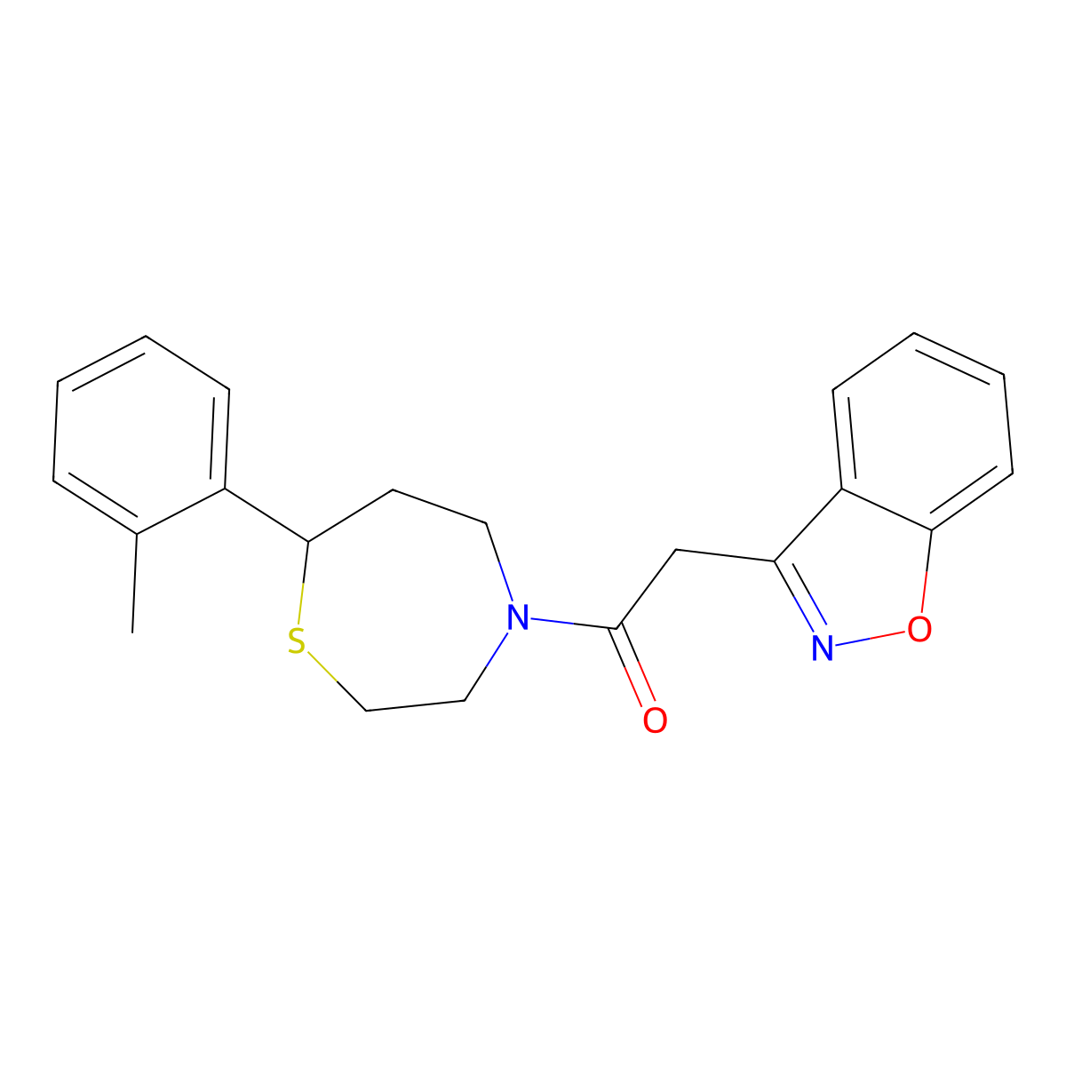 2-(Benzo[d]isoxazol-3-yl)-1-(7-(o-tolyl)-1,4-thiazepan-4-yl)ethanone molecular structure, CAS 1705353-08-7