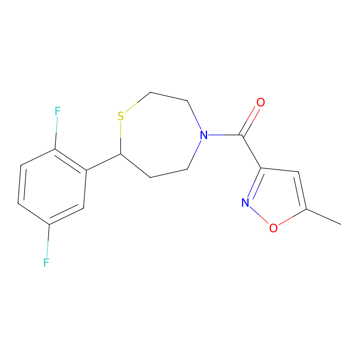 (7-(2,5-Difluorophenyl)-1,4-thiazepan-4-yl)(5-methylisoxazol-3-yl)methanone molecular structure, CAS 1705353-53-2