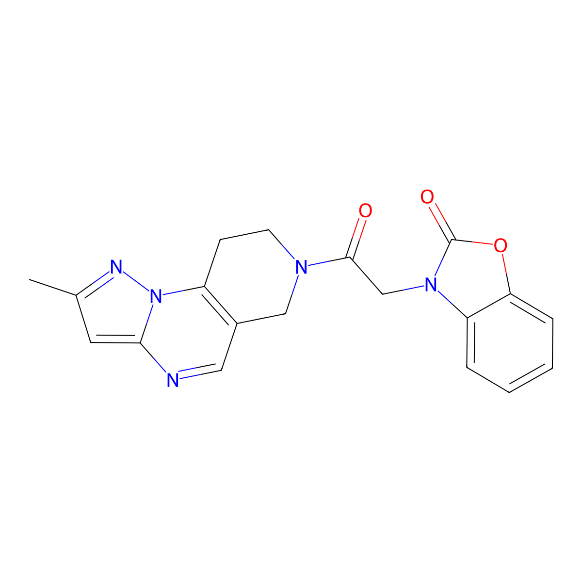 3-(2-{4-Methyl-2,3,7,11-tetraazatricyclo[7.4.0.0^{2,6}]trideca-1(9),3,5,7-tetraen-11-yl}-2-oxoethyl)-2,3-dihydro-1,3-benzoxazol-2-one molecular structure, CAS 1705354-73-9