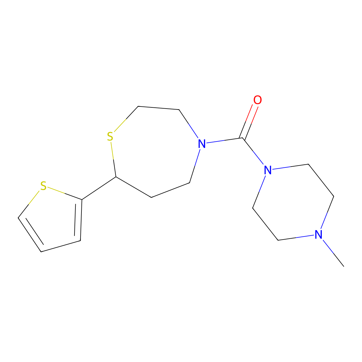(4-Methylpiperazin-1-yl)(7-(thiophen-2-yl)-1,4-thiazepan-4-yl)methanone molecular structure, CAS 1705356-04-2