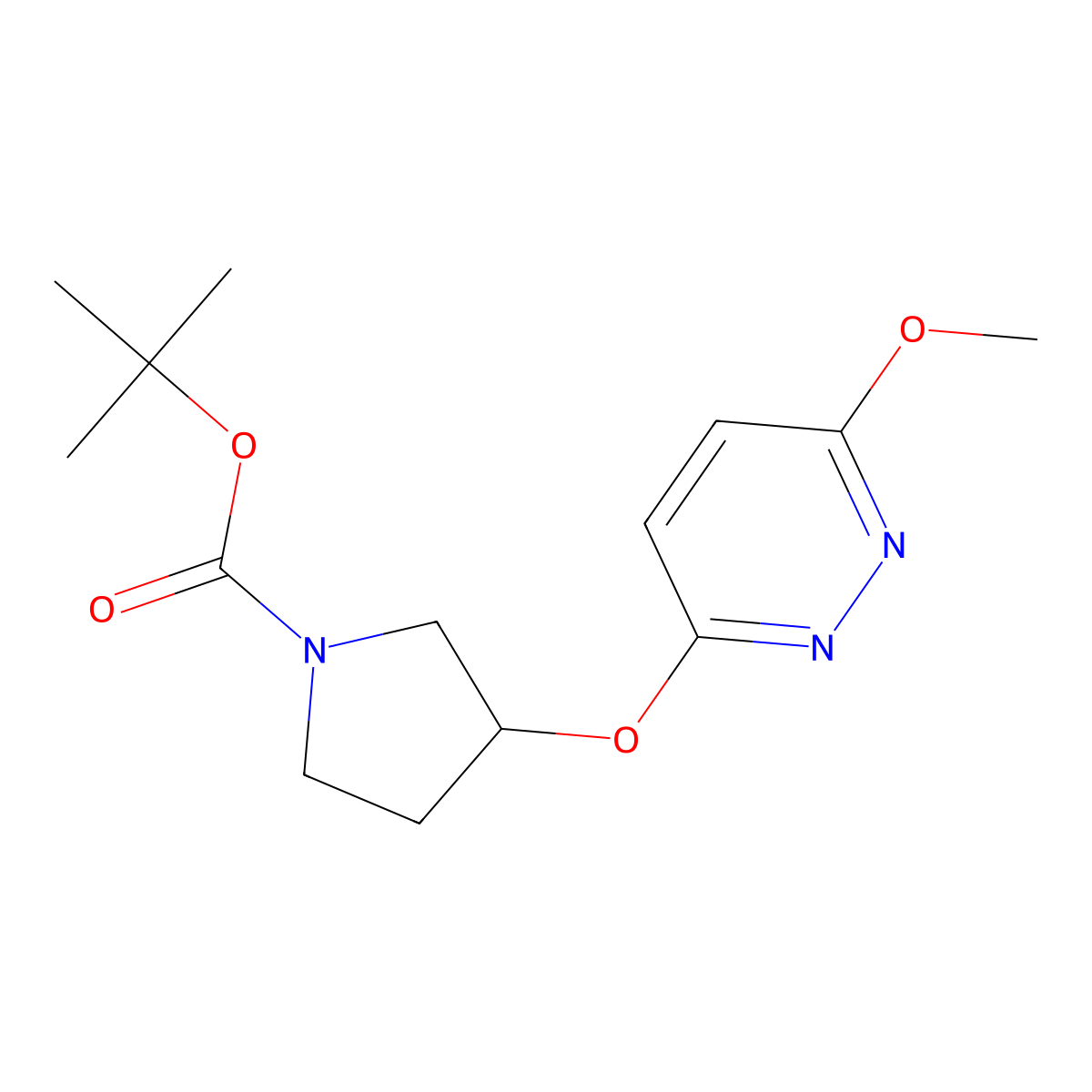 Tert-butyl 3-((6-methoxypyridazin-3-yl)oxy)pyrrolidine-1-carboxylate molecular structure, CAS 1705356-08-6