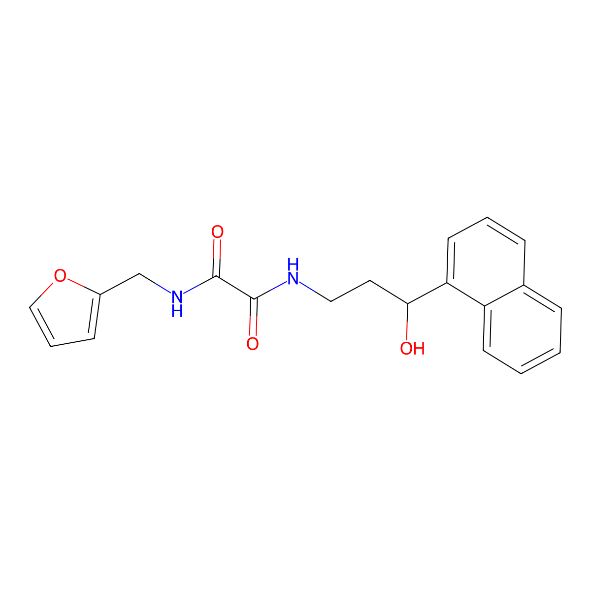 N1-(furan-2-ylmethyl)-N2-(3-hydroxy-3-(naphthalen-1-yl)propyl)oxalamide molecular structure, CAS 1705359-33-6