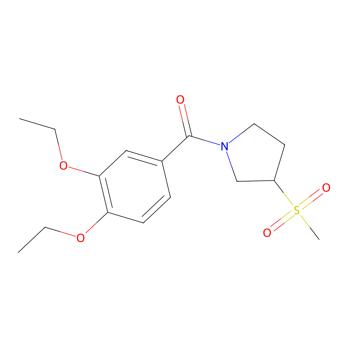 (3,4-Diethoxyphenyl)(3-(methylsulfonyl)pyrrolidin-1-yl)methanone molecular structure, CAS 1705387-53-6