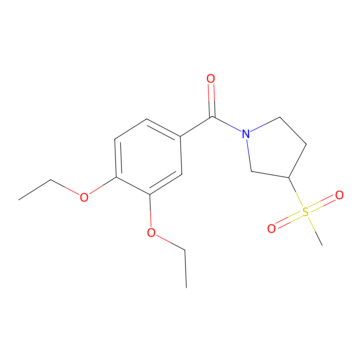(3,4-Diethoxyphenyl)(3-(methylsulfonyl)pyrrolidin-1-yl)methanone molecular structure, CAS 1705387-53-6