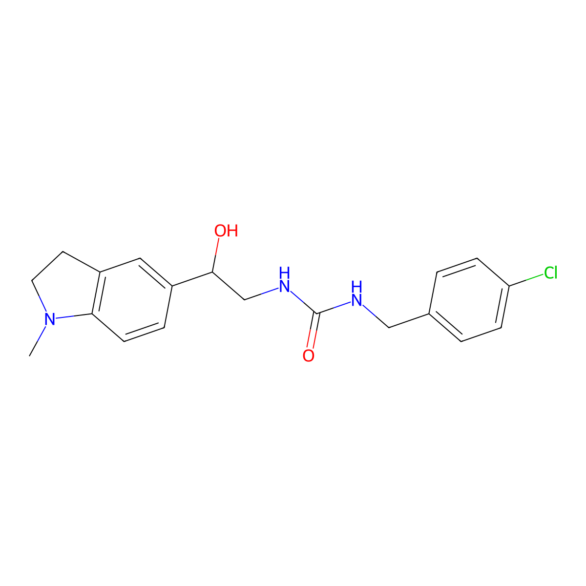1-(4-Chlorobenzyl)-3-(2-hydroxy-2-(1-methylindolin-5-yl)ethyl)urea molecular structure, CAS 1705388-46-0