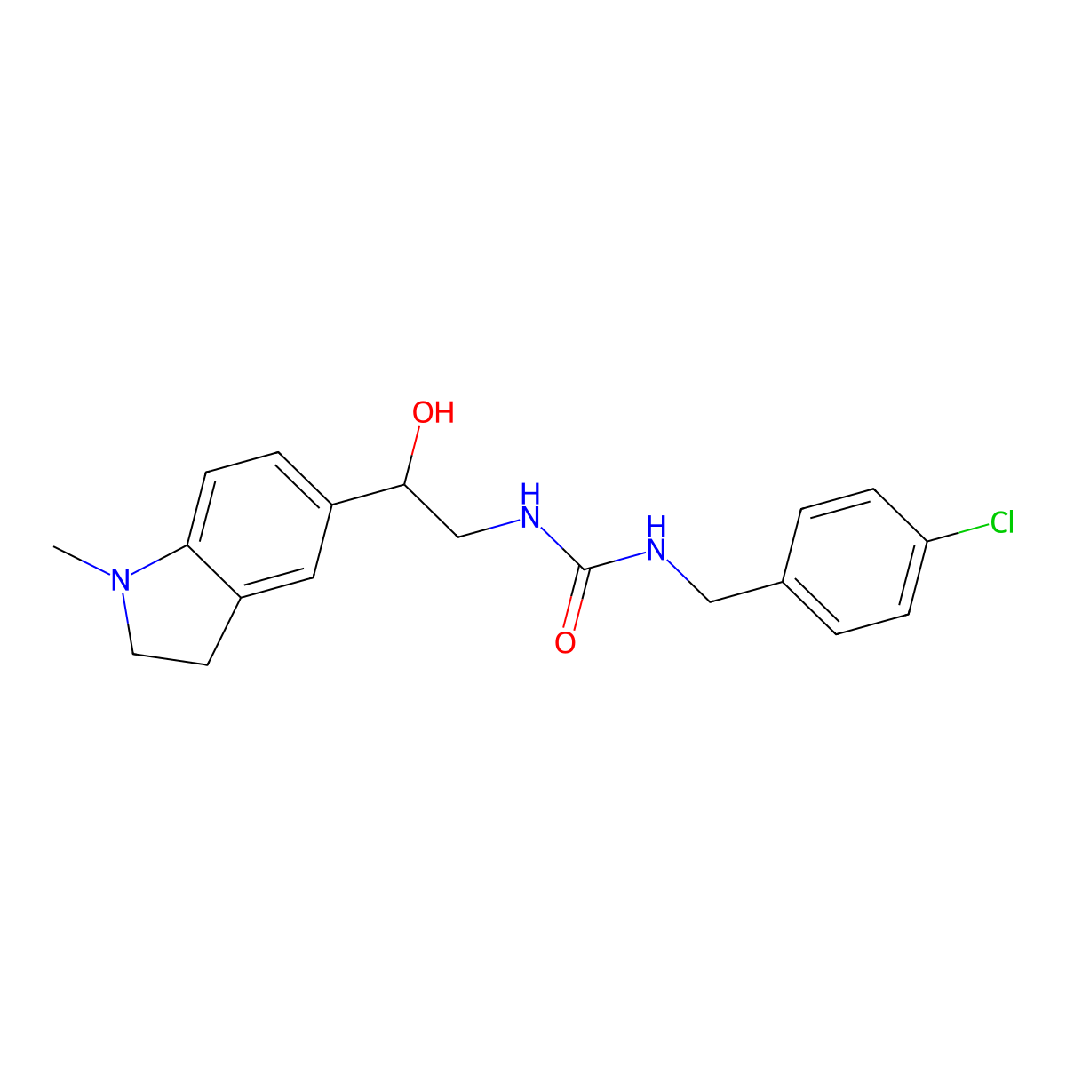 1-(4-Chlorobenzyl)-3-(2-hydroxy-2-(1-methylindolin-5-yl)ethyl)urea molecular structure, CAS 1705388-46-0