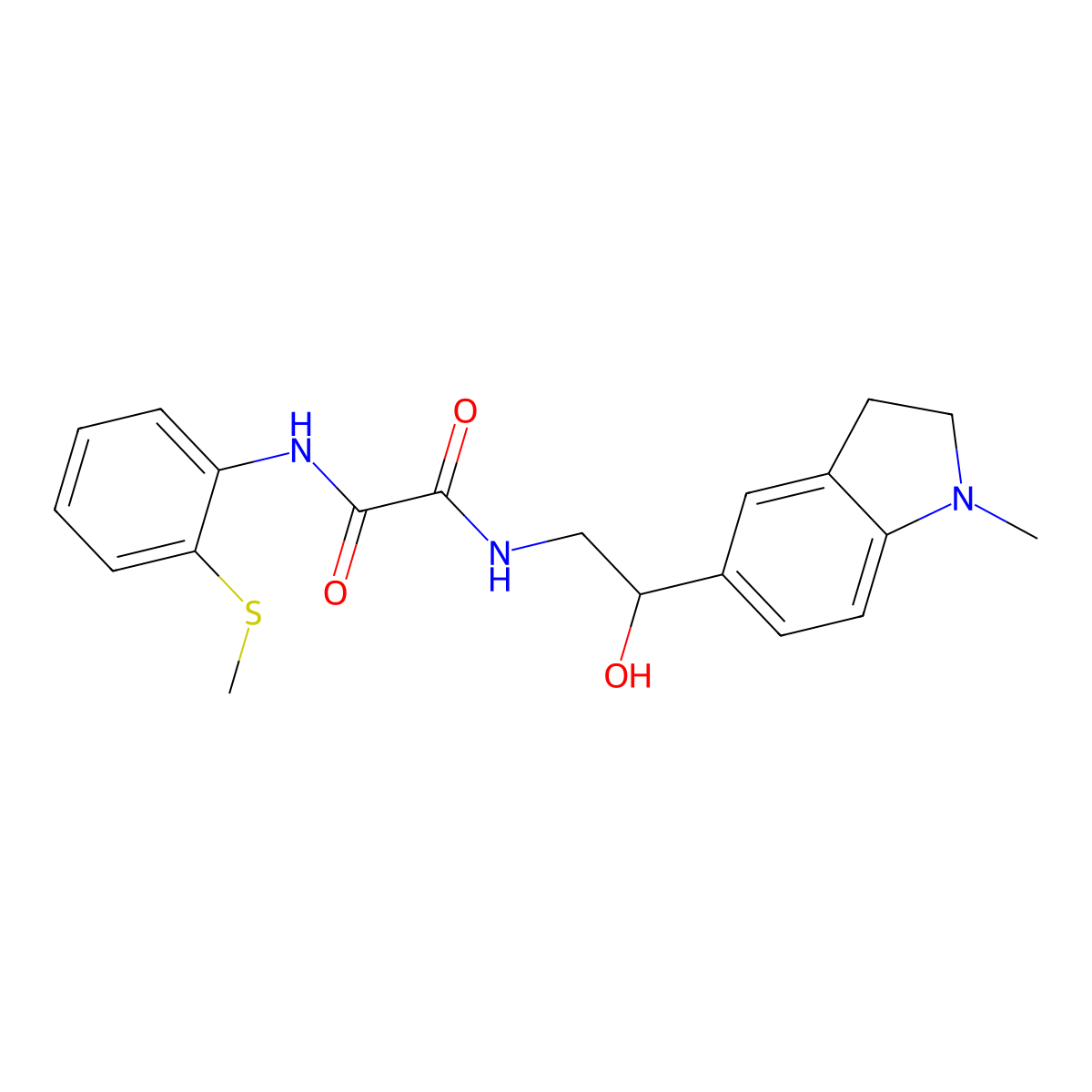 N1-(2-hydroxy-2-(1-methylindolin-5-yl)ethyl)-N2-(2-(methylthio)phenyl)oxalamide molecular structure, CAS 1705389-51-0