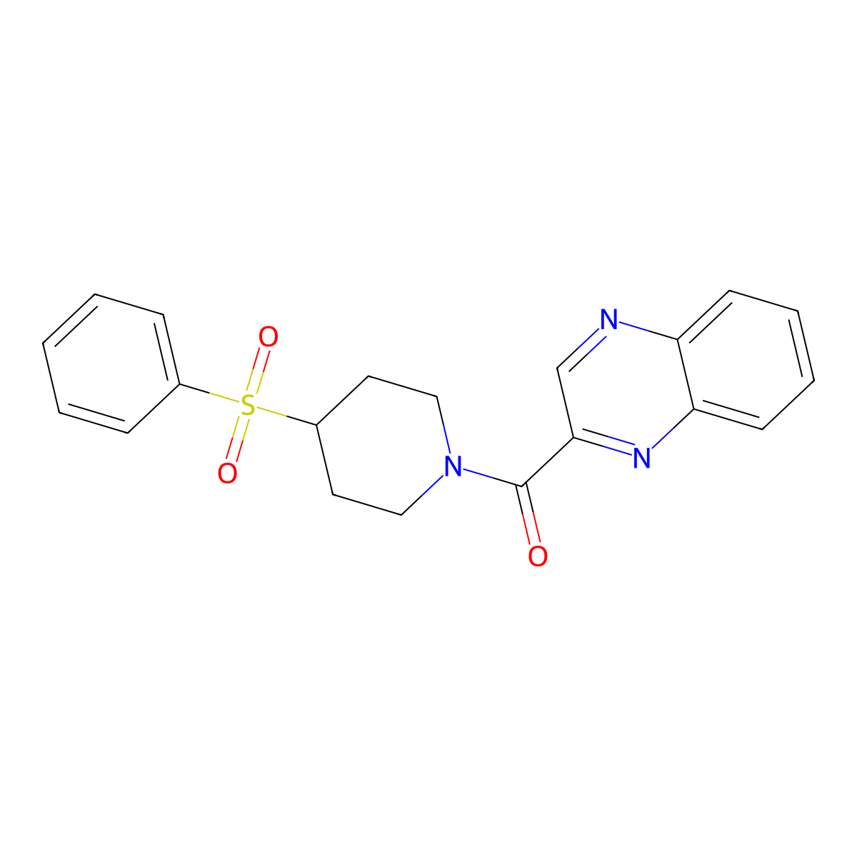 (4-(Phenylsulfonyl)piperidin-1-yl)(quinoxalin-2-yl)methanone molecular structure, CAS 1705390-54-0