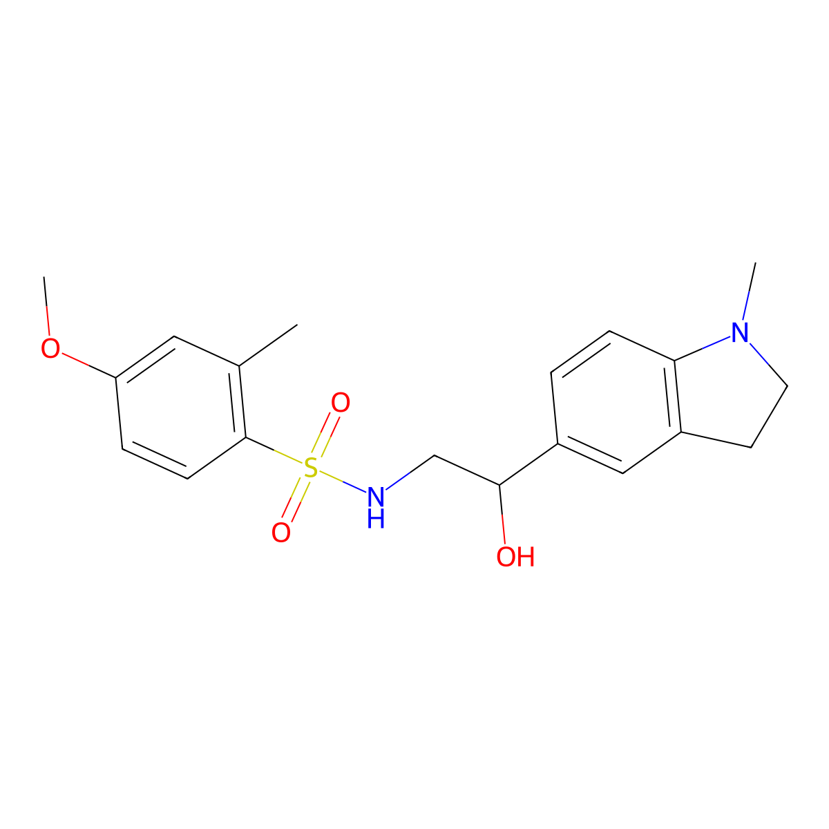 N-(2-hydroxy-2-(1-methylindolin-5-yl)ethyl)-4-methoxy-2-methylbenzenesulfonamide molecular structure, CAS 1705392-79-5