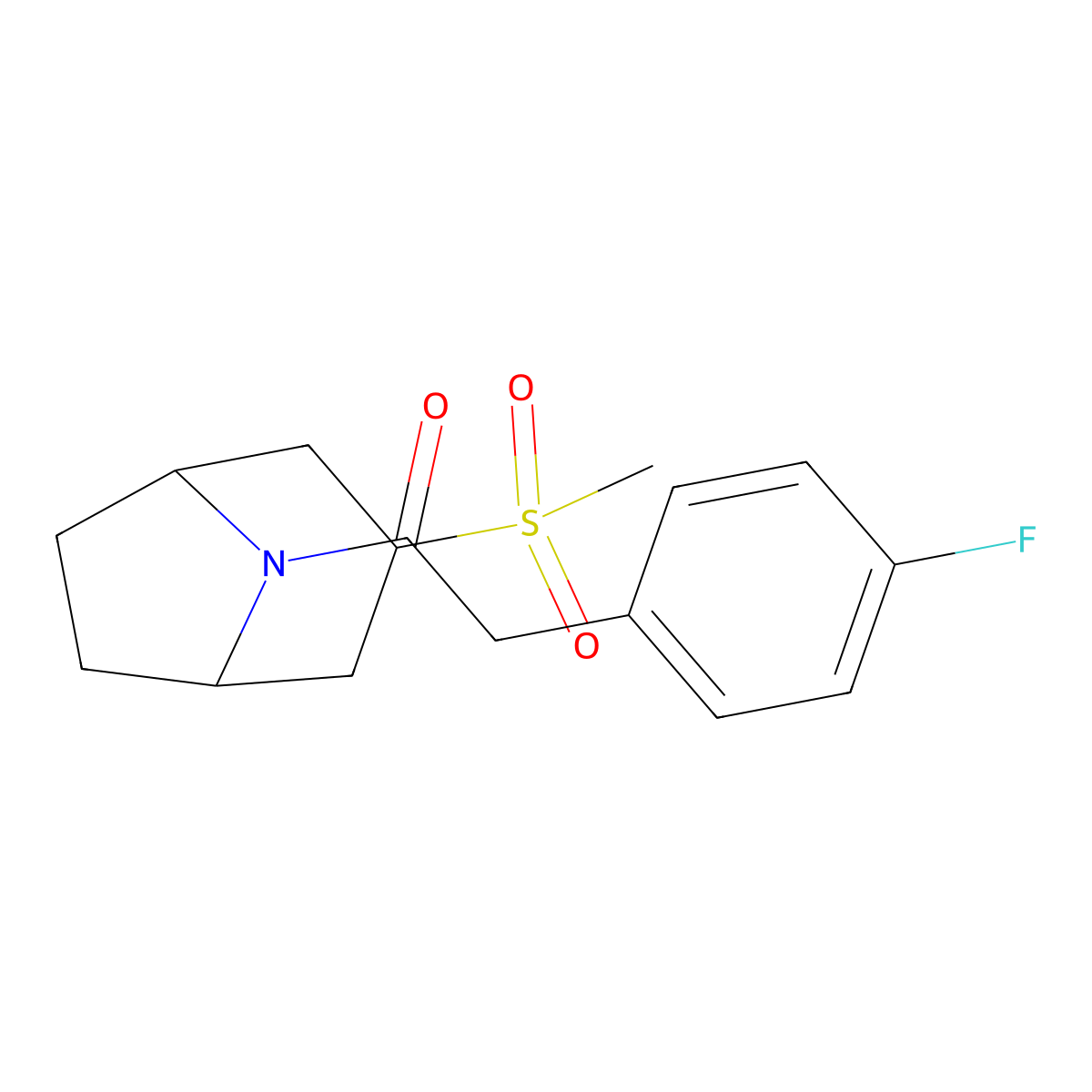 2-(4-fluorophenyl)-1-((1R,5S)-3-(methylsulfonyl)-8-azabicyclo[3.2.1]octan-8-yl)ethanone molecular structure, CAS 1705395-92-1