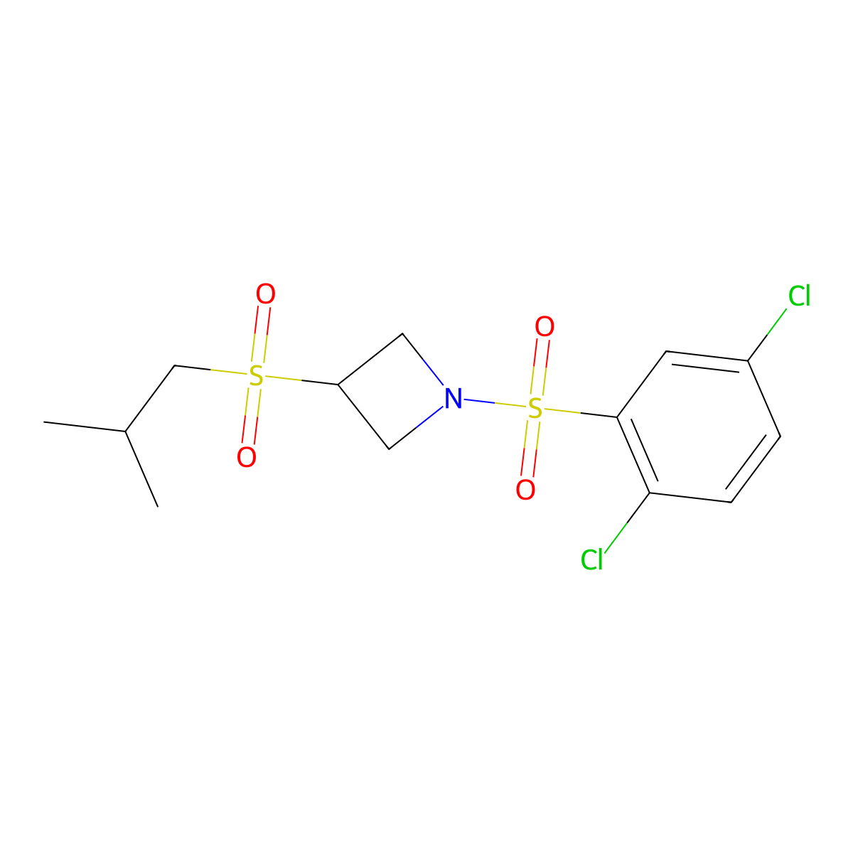 1-((2,5-Dichlorophenyl)sulfonyl)-3-(isobutylsulfonyl)azetidine molecular structure, CAS 1705396-08-2