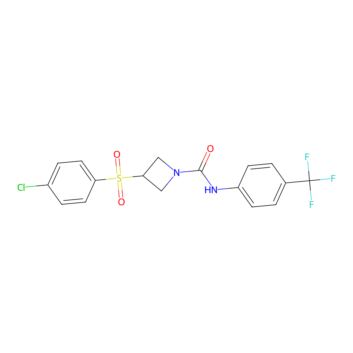 3-((4-chlorophenyl)sulfonyl)-N-(4-(trifluoromethyl)phenyl)azetidine-1-carboxamide molecular structure, CAS 1705397-65-4