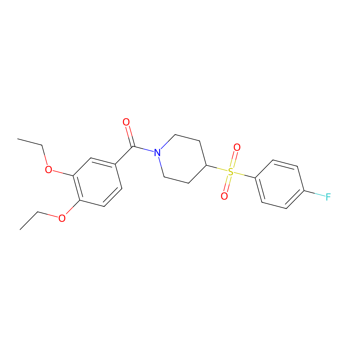 (3,4-Diethoxyphenyl)(4-((4-fluorophenyl)sulfonyl)piperidin-1-yl)methanone molecular structure, CAS 1705399-07-0