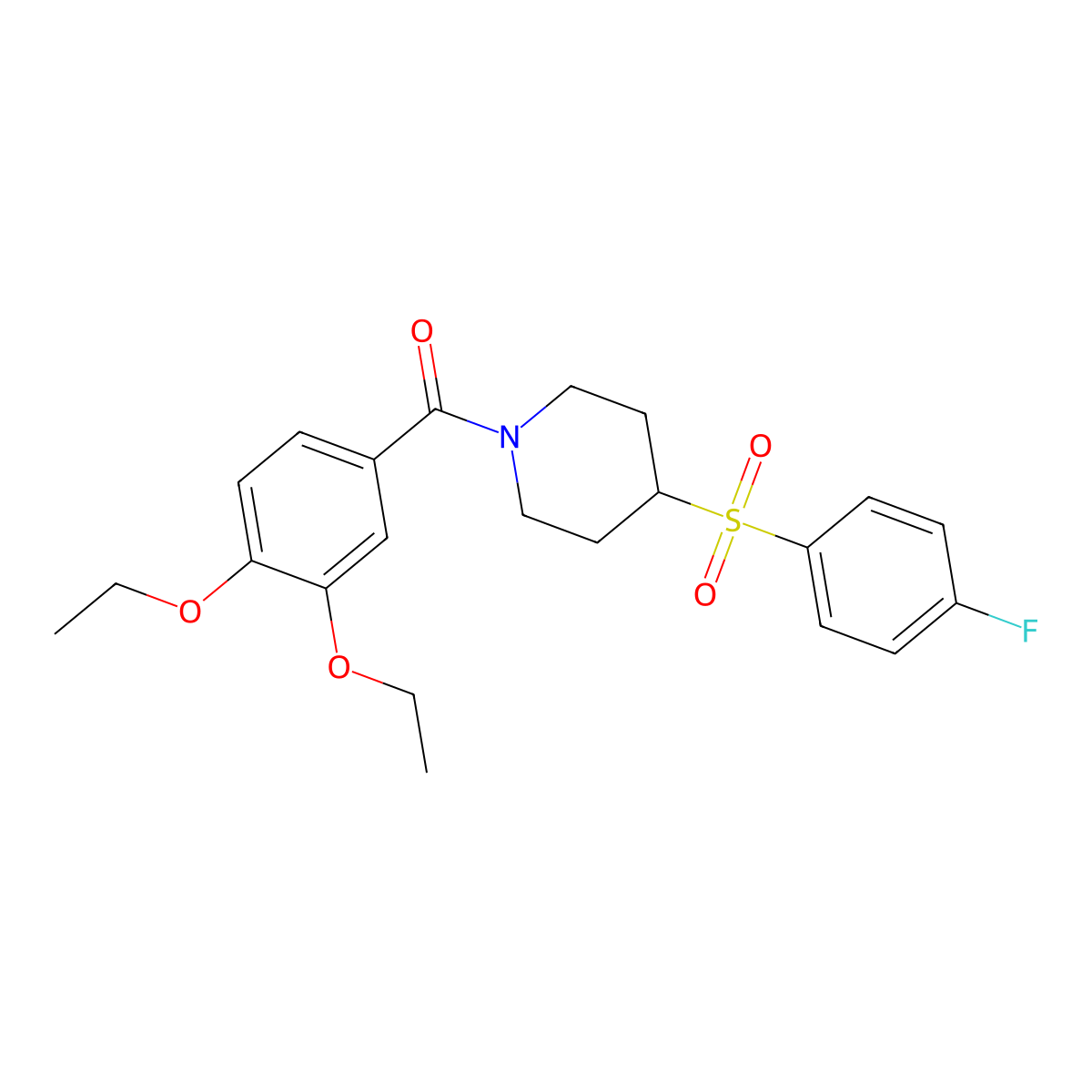 (3,4-Diethoxyphenyl)(4-((4-fluorophenyl)sulfonyl)piperidin-1-yl)methanone molecular structure, CAS 1705399-07-0