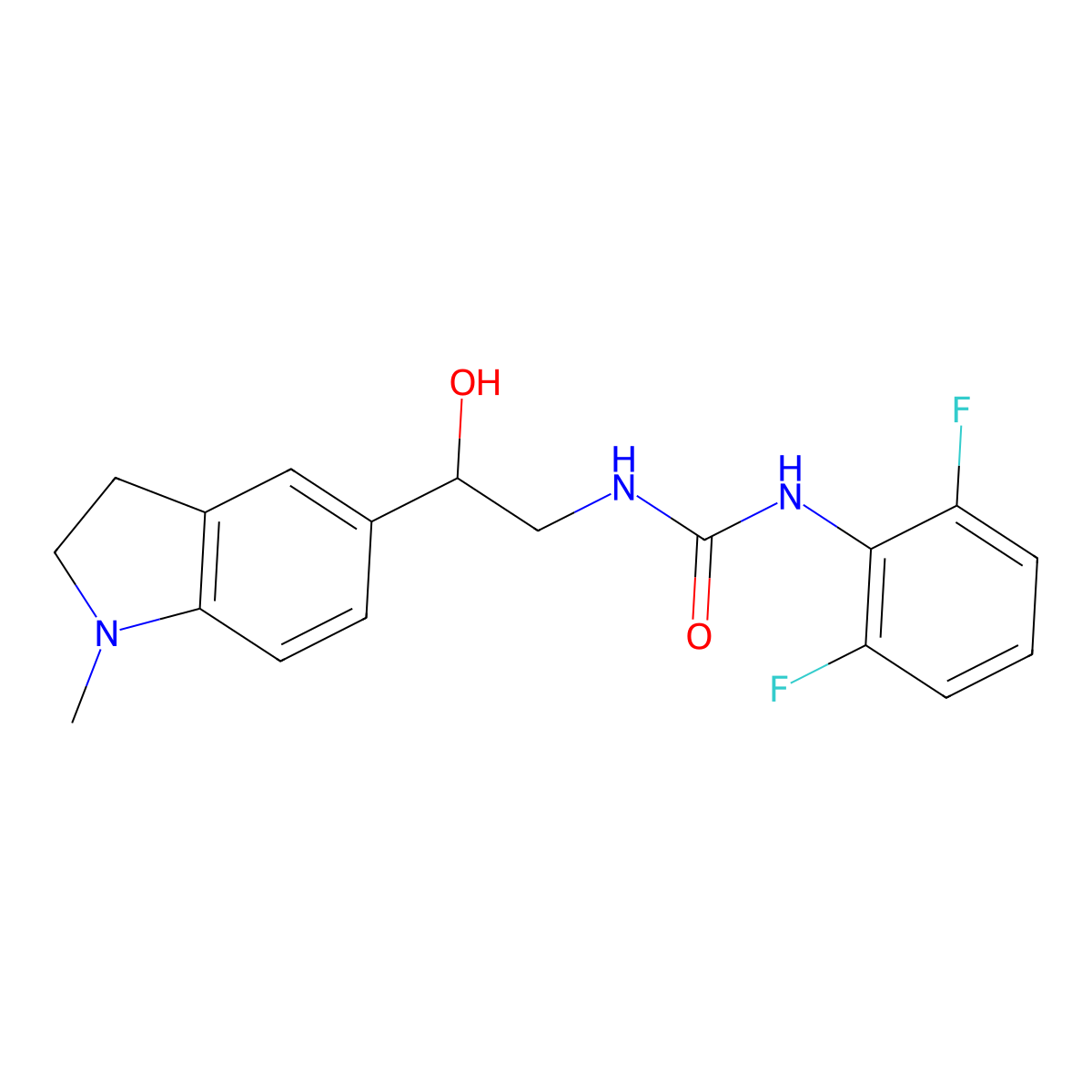 1-(2,6-Difluorophenyl)-3-(2-hydroxy-2-(1-methylindolin-5-yl)ethyl)urea molecular structure, CAS 1705402-64-7