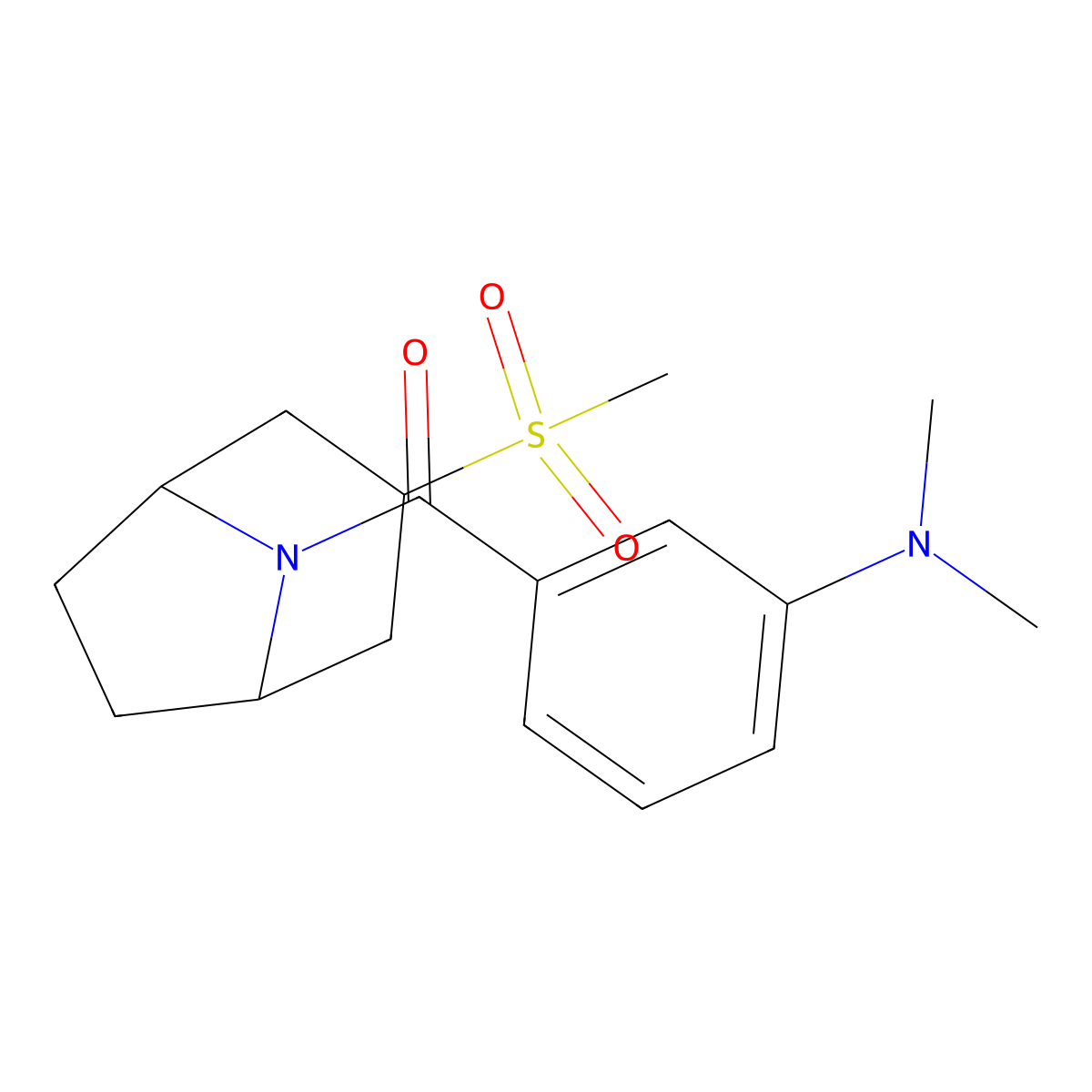 (3-(dimethylamino)phenyl)((1R,5S)-3-(methylsulfonyl)-8-azabicyclo[3.2.1]octan-8-yl)methanone molecular structure, CAS 1705402-89-6