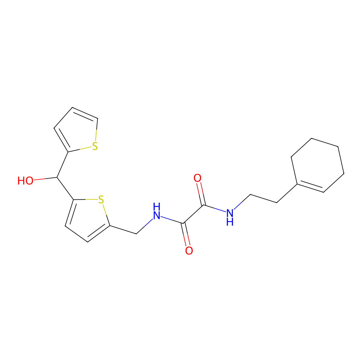 N1-(2-(cyclohex-1-en-1-yl)ethyl)-N2-((5-(hydroxy(thiophen-2-yl)methyl)thiophen-2-yl)methyl)oxalamide molecular structure, CAS 1705405-71-5