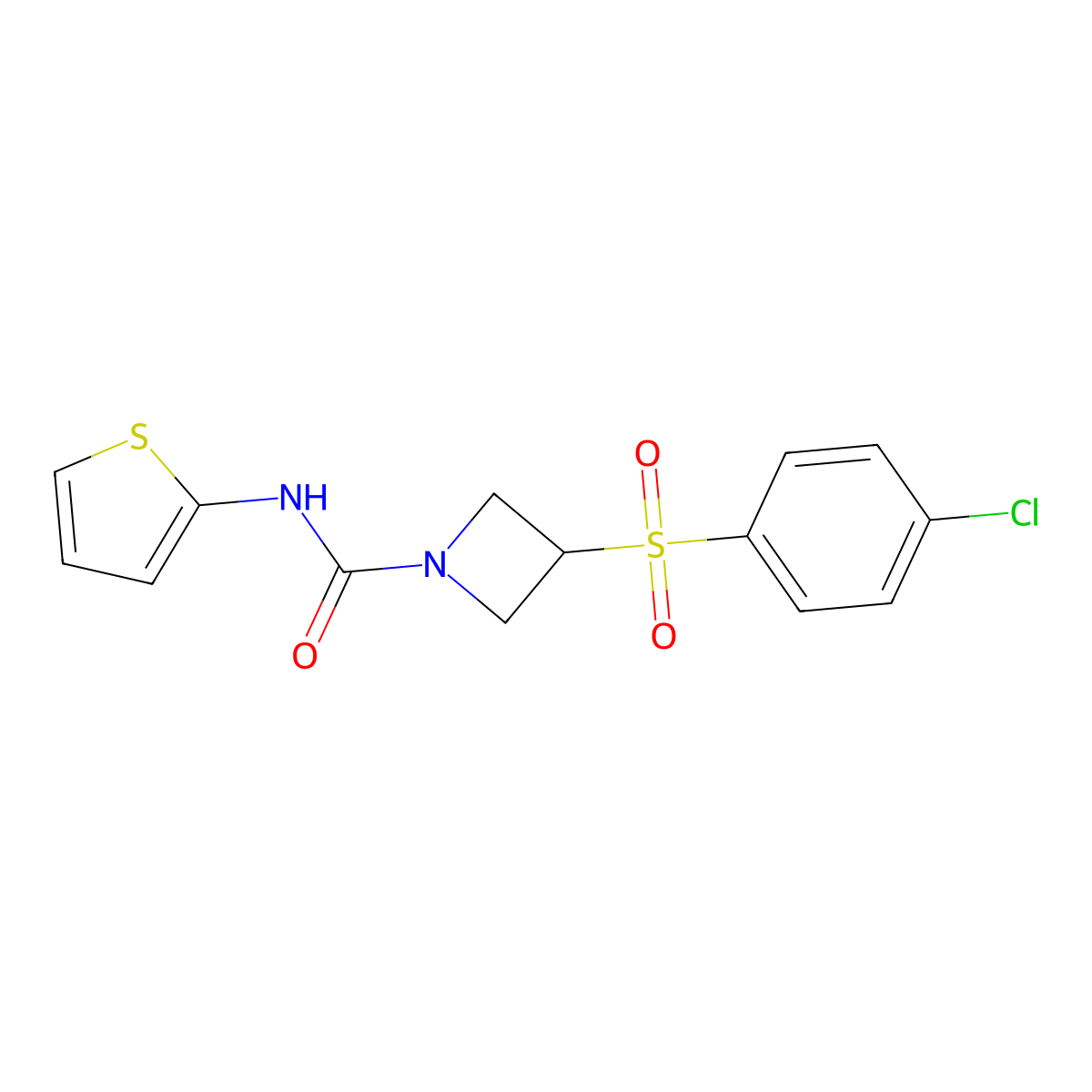 3-(4-chlorobenzenesulfonyl)-N-(thiophen-2-yl)azetidine-1-carboxamide molecular structure, CAS 1705408-51-0