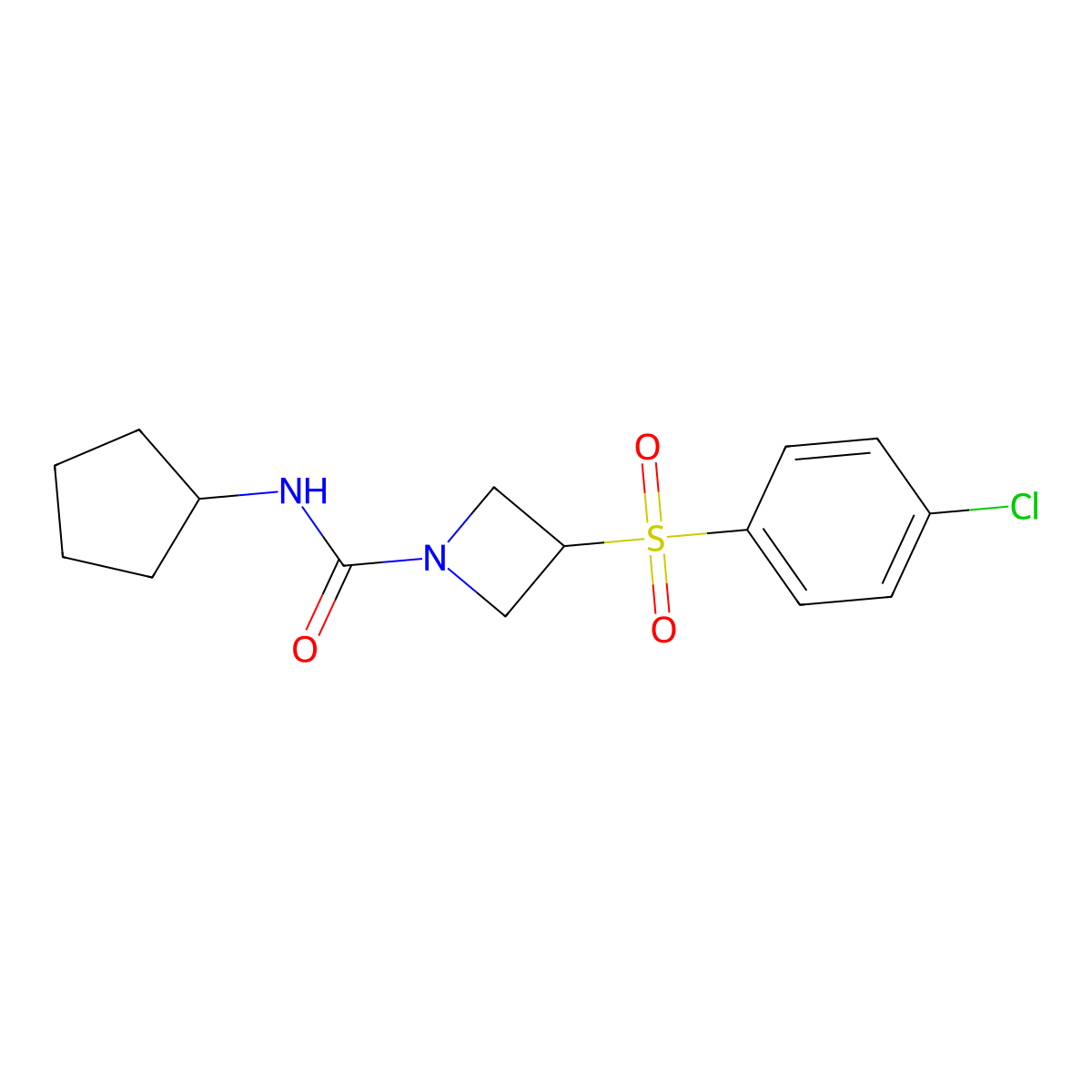 3-(4-chlorobenzenesulfonyl)-N-cyclopentylazetidine-1-carboxamide molecular structure, CAS 1705408-59-8