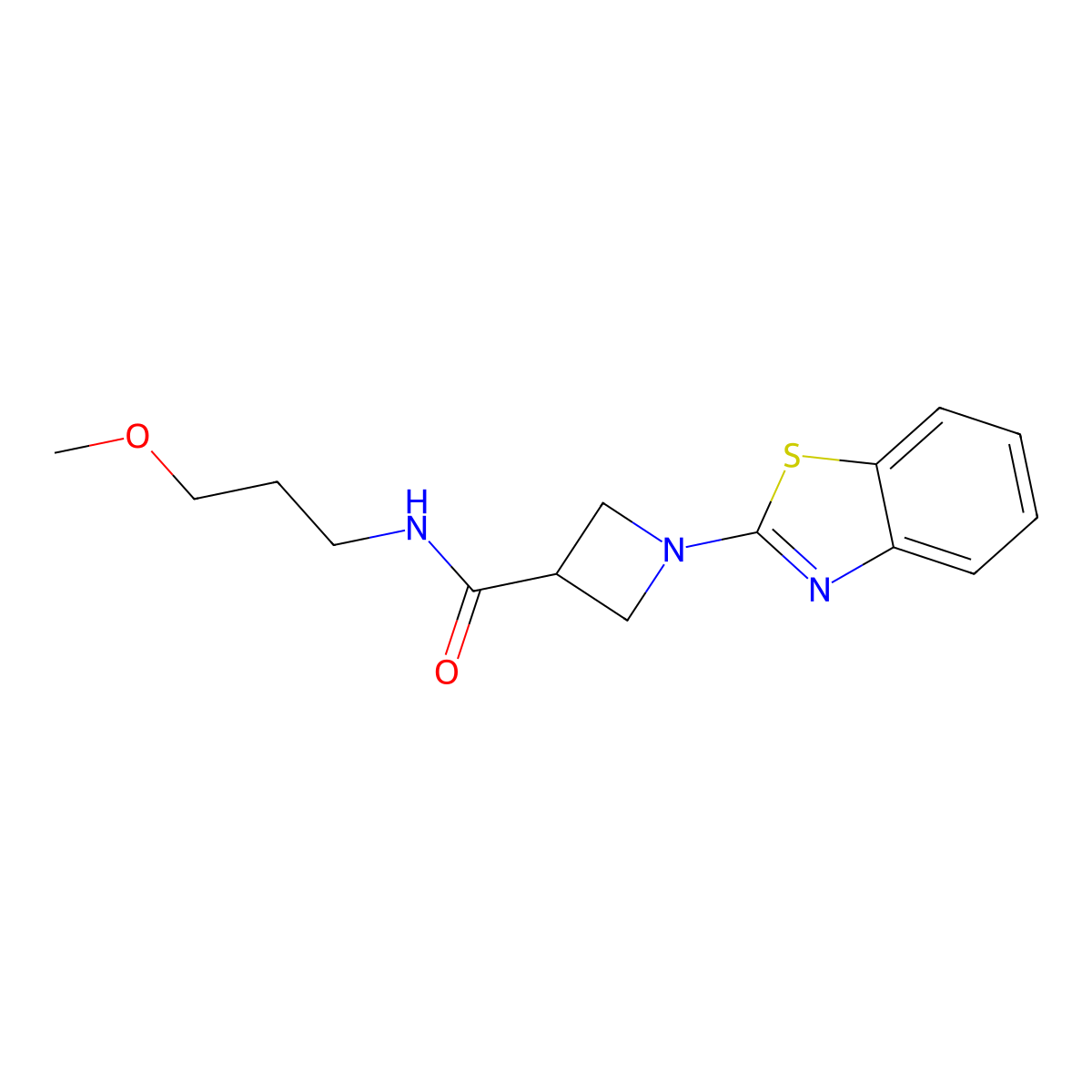 1-(benzo[d]thiazol-2-yl)-N-(3-methoxypropyl)azetidine-3-carboxamide molecular structure, CAS 1705408-71-4