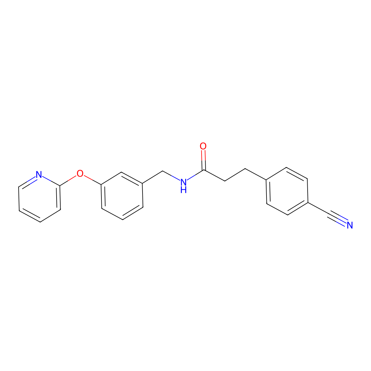 3-(4-cyanophenyl)-N-(3-(pyridin-2-yloxy)benzyl)propanamide molecular structure, CAS 1705412-09-4