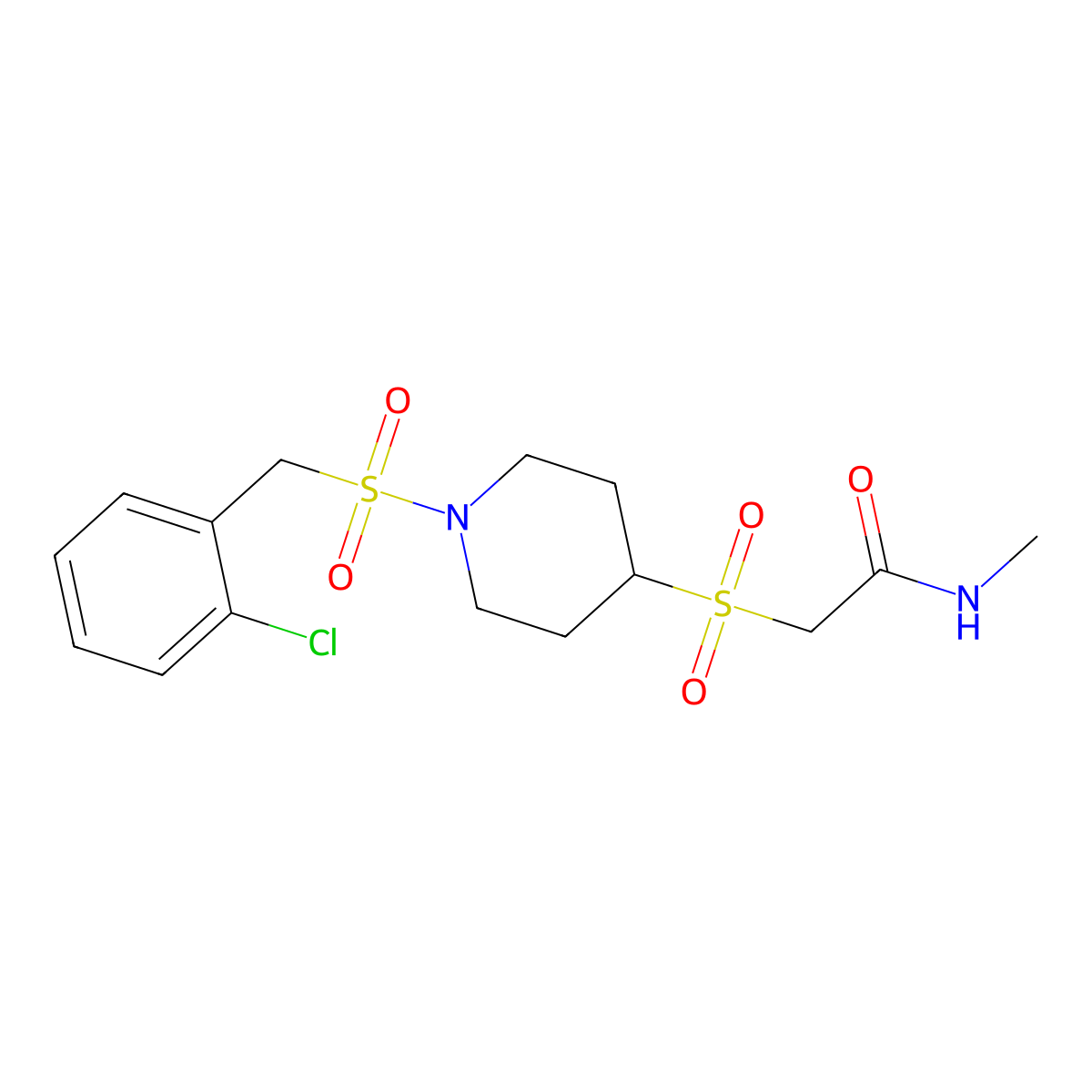 2-((1-((2-chlorobenzyl)sulfonyl)piperidin-4-yl)sulfonyl)-N-methylacetamide molecular structure, CAS 1705412-51-6
