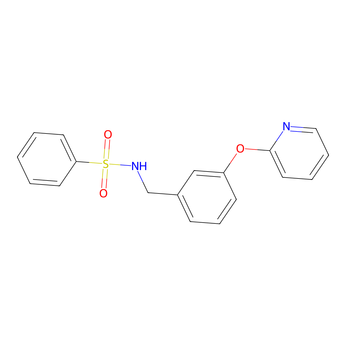 N-(3-(pyridin-2-yloxy)benzyl)benzenesulfonamide molecular structure, CAS 1705412-84-5