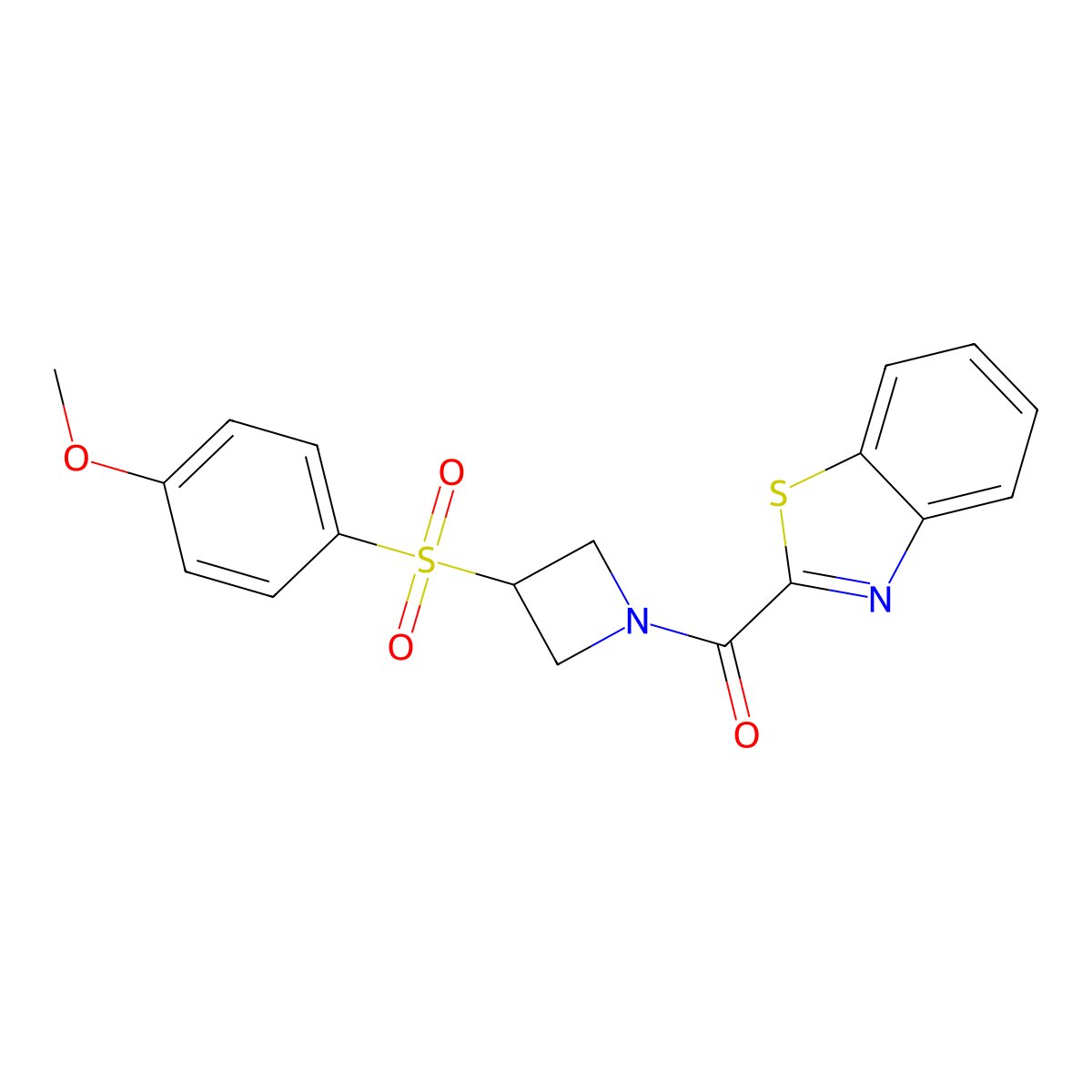 Benzo[d]thiazol-2-yl(3-((4-methoxyphenyl)sulfonyl)azetidin-1-yl)methanone molecular structure, CAS 1705414-56-7