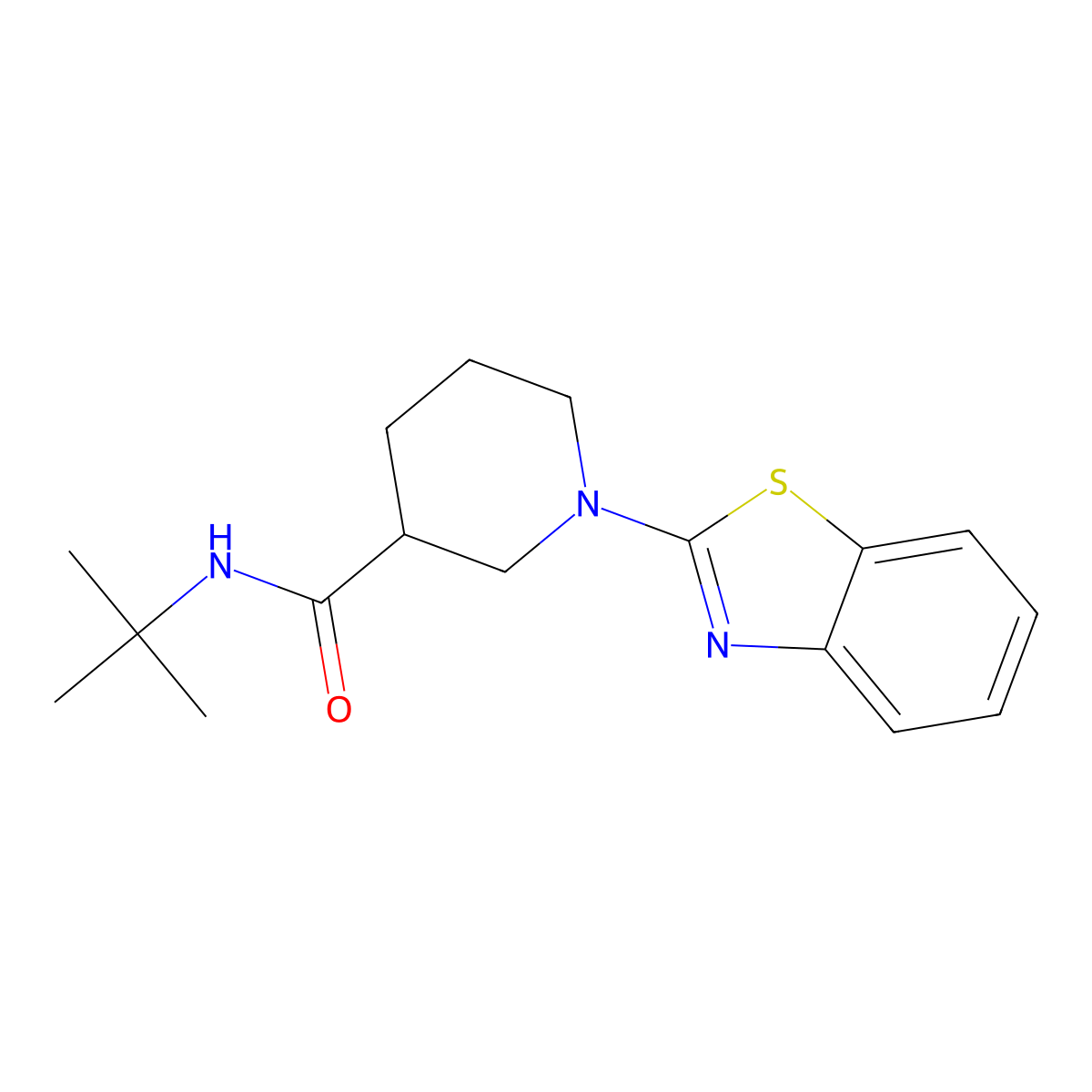 1-(benzo[d]thiazol-2-yl)-N-(tert-butyl)piperidine-3-carboxamide molecular structure, CAS 1705417-02-2