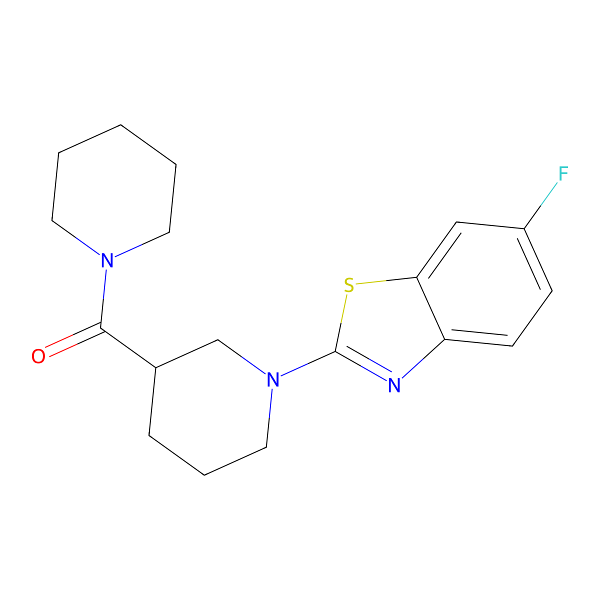 (1-(6-Fluorobenzo[d]thiazol-2-yl)piperidin-3-yl)(piperidin-1-yl)methanone molecular structure, CAS 1705418-14-9