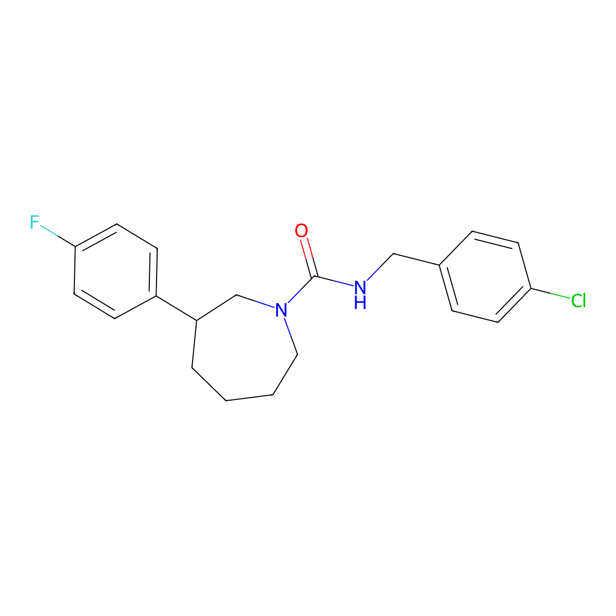 N-(4-chlorobenzyl)-3-(4-fluorophenyl)azepane-1-carboxamide molecular structure, CAS 1705420-65-0