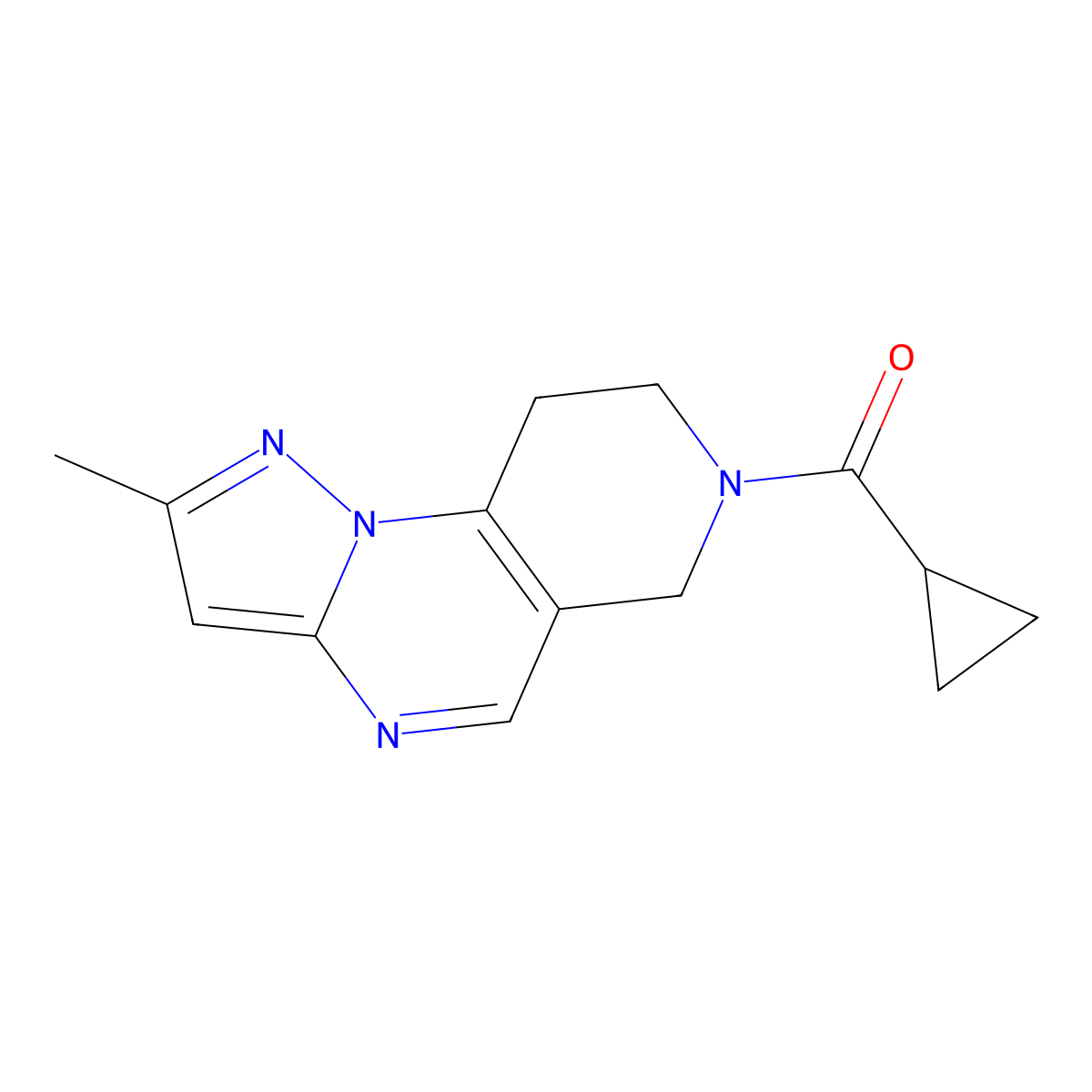 11-Cyclopropanecarbonyl-4-methyl-2,3,7,11-tetraazatricyclo[7.4.0.0^{2,6}]trideca-1(9),3,5,7-tetraene molecular structure, CAS 1705428-36-9