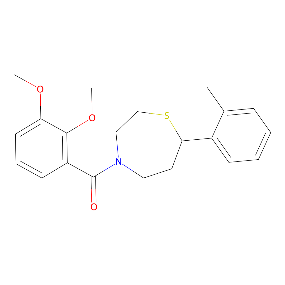 (2,3-Dimethoxyphenyl)(7-(o-tolyl)-1,4-thiazepan-4-yl)methanone molecular structure, CAS 1705429-48-6