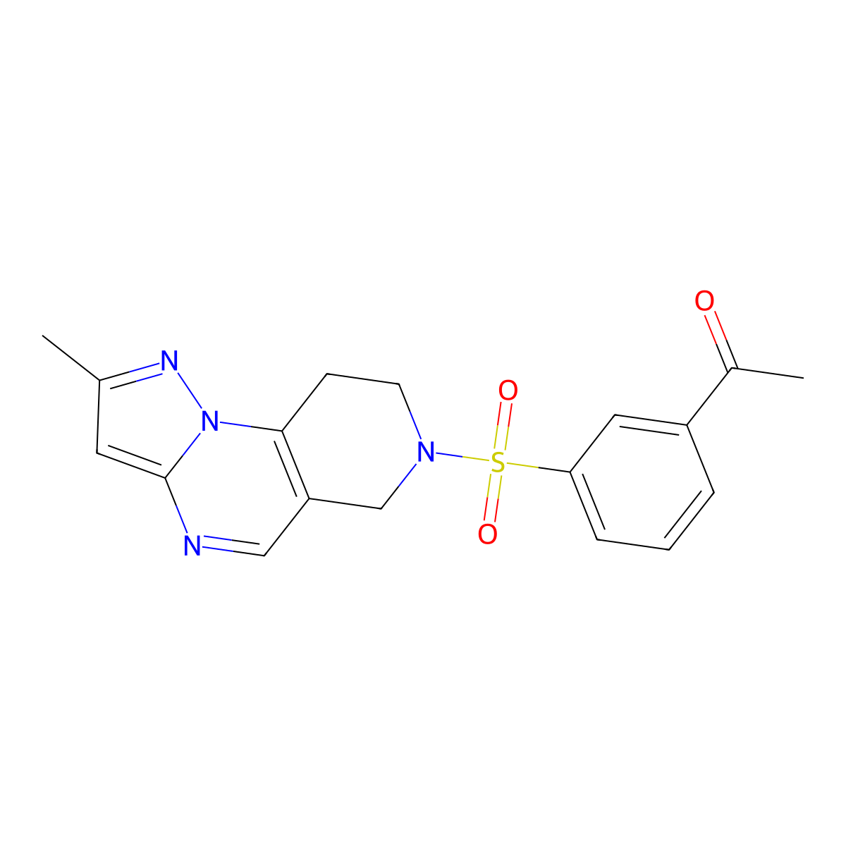 1-[3-({4-Methyl-2,3,7,11-tetraazatricyclo[7.4.0.0^{2,6}]trideca-1(9),3,5,7-tetraen-11-yl}sulfonyl)phenyl]ethan-1-one molecular structure, CAS 1705429-90-8