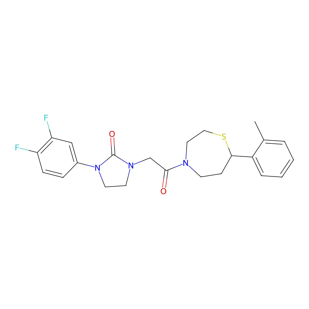 1-(3,4-Difluorophenyl)-3-(2-oxo-2-(7-(o-tolyl)-1,4-thiazepan-4-yl)ethyl)imidazolidin-2-one molecular structure, CAS 1705436-96-9