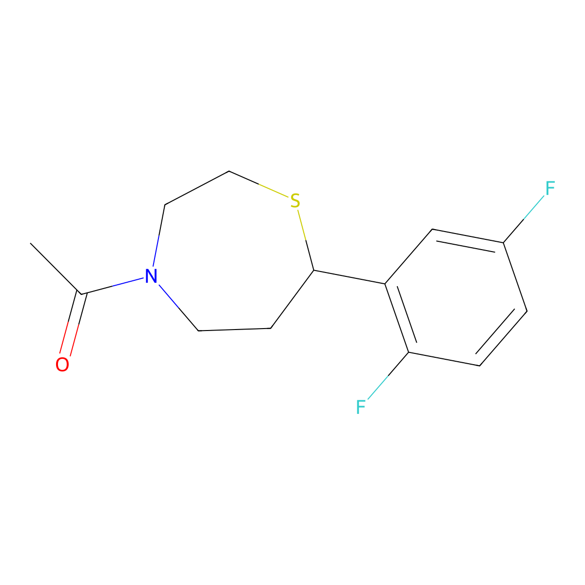 1-(7-(2,5-Difluorophenyl)-1,4-thiazepan-4-yl)ethanone molecular structure, CAS 1705437-67-7
