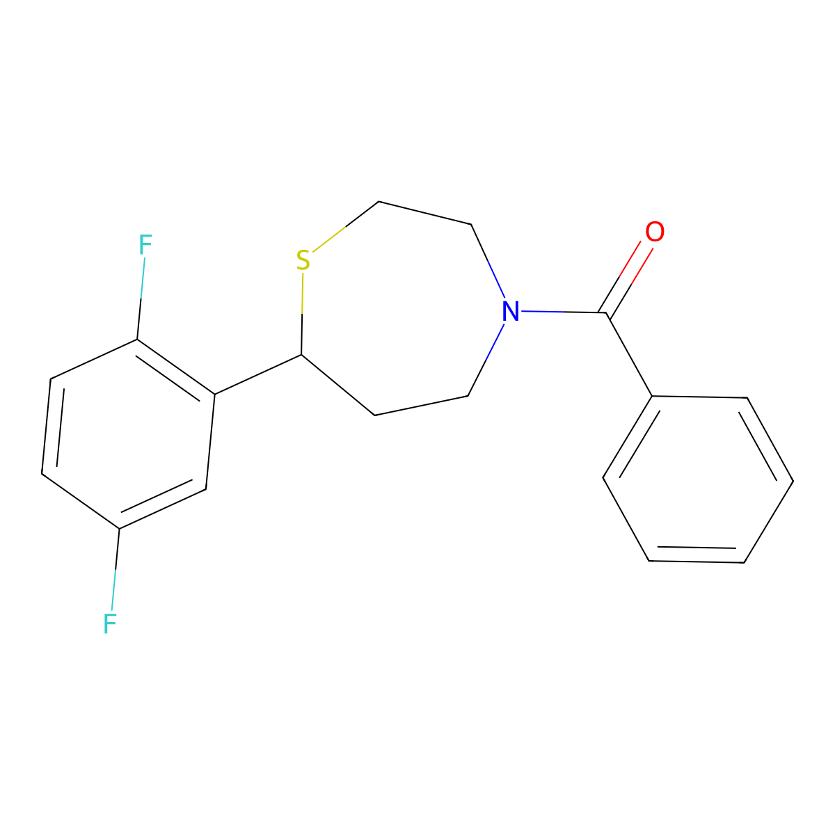 (7-(2,5-Difluorophenyl)-1,4-thiazepan-4-yl)(phenyl)methanone molecular structure, CAS 1705437-88-2
